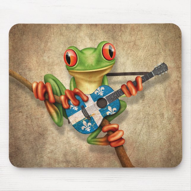 Mousepad Sapo de árvore que joga a guitarra da bandeira de (Frente)