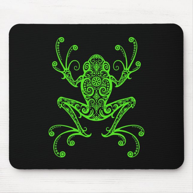 Mousepad Sapo de árvore tribal (verde & preto) (Frente)