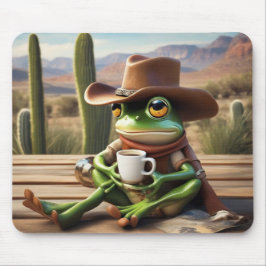 Mousepad Sapo de cowboy bonito com o mouse de café
