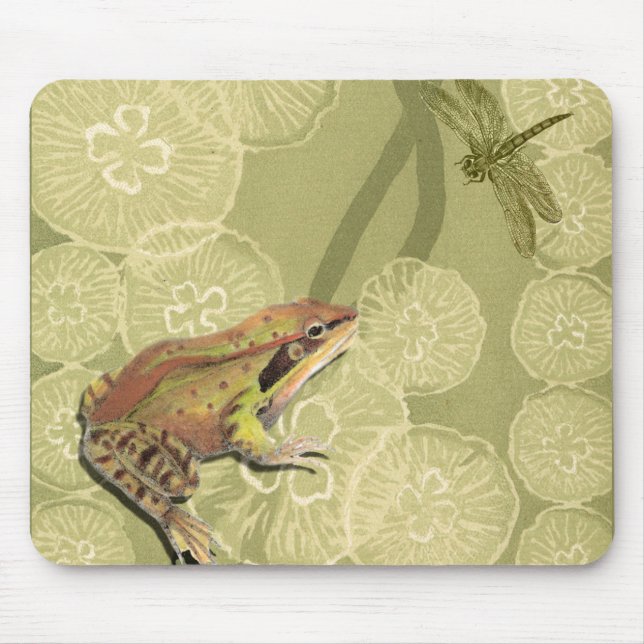 Mousepad Sapo e Dragonfly em água-lírios (Frente)