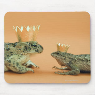Mousepad Sapo e lagarto que vestem coroas