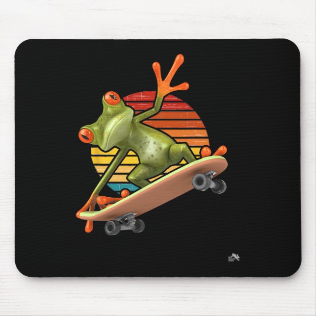 Mousepad Sapo Em Um Skate - Skate Retrô Pôr do Sol  (Frente)