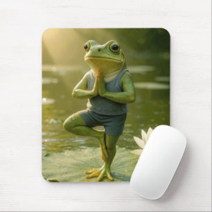 Mousepad Sapo em uma Pose de Árvore de Yoga
