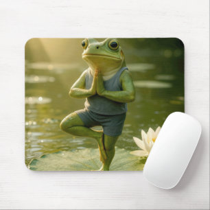Mousepad Sapo em uma Pose de Árvore de Yoga