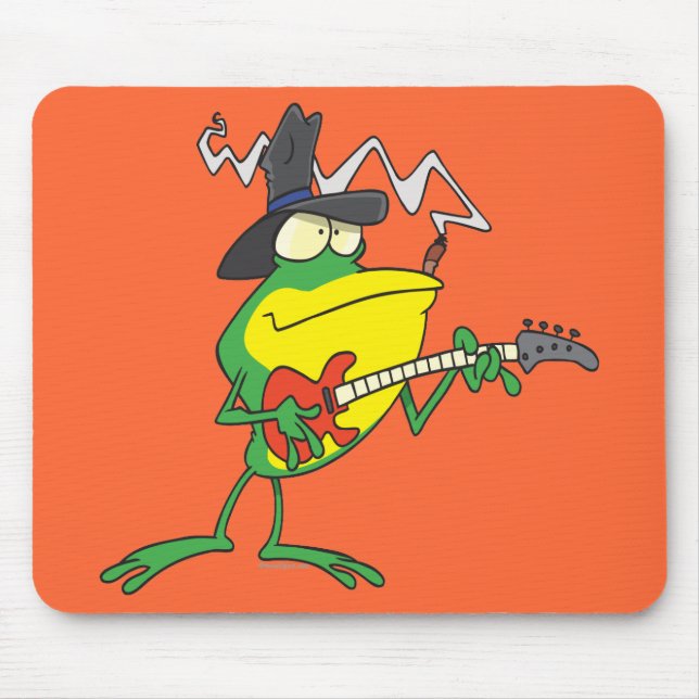 Mousepad sapo engraçado tocando guitarra baixo desenho anim (Frente)