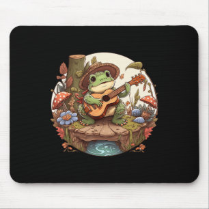 Mousepad Sapo estético de algodão branco tocando banjo em M