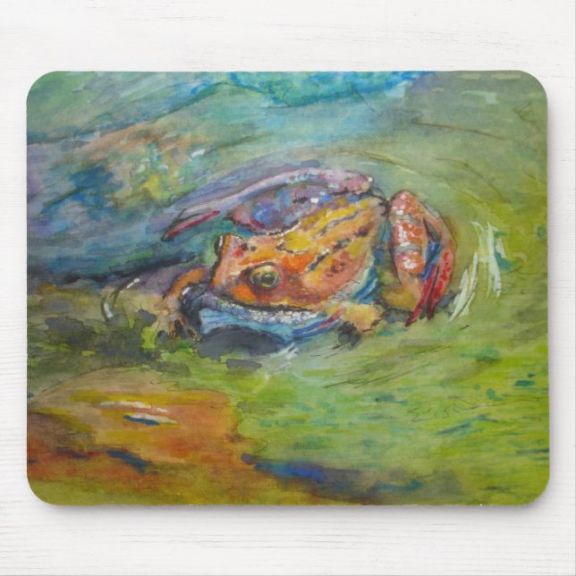 Mousepad Sapo feliz pintado aguarela do arco-íris (Frente)