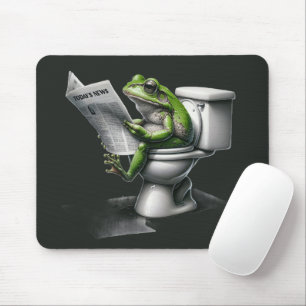 Mousepad Sapo Lendo um Jornal no Banheiro