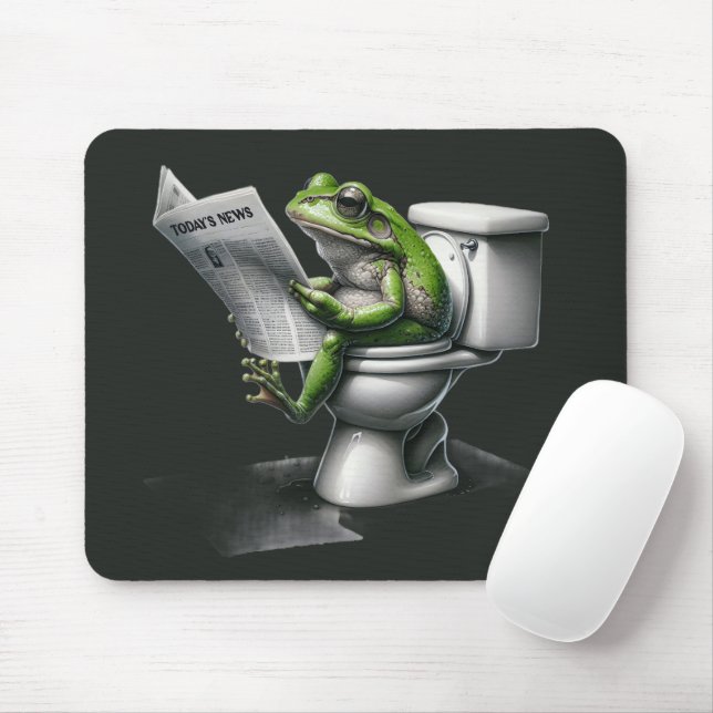 Mousepad Sapo Lendo um Jornal no Banheiro (Com mouse)