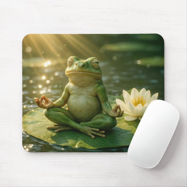 Mousepad Sapo Meditando Em Um Folha de Nenúfar (Com mouse)