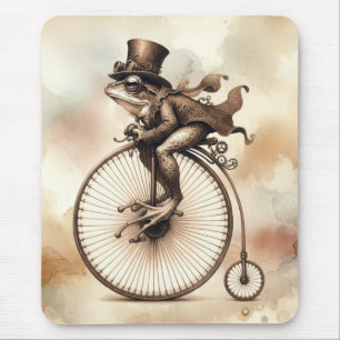 Mousepad Sapo Steampunk Andando de bicicleta de pedestal