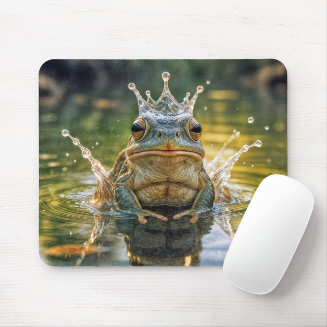 Mousepad Sapo Vestindo uma Coroa de Corte de Água (Com mouse)