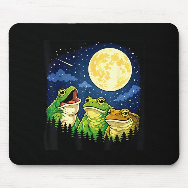 Mousepad Sapos uivando meme lua montanhas pinheiros naturez (Frente)