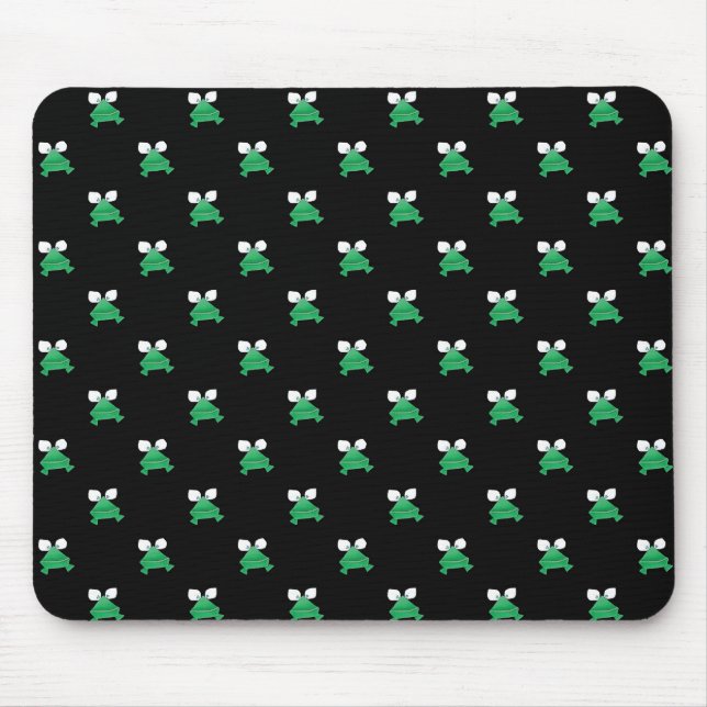 Mousepad Sapos verdes no tapete do rato preto (Frente)