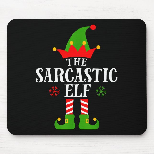 Mousepad Sarcastic Elf Funny Matching Family Group Christma (Frente)