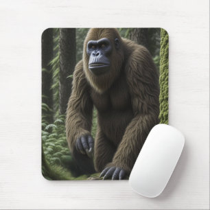 Mousepad Sasquatch Bigfoot esquadrado por uma árvore