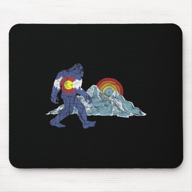 Mousepad Sasquatch Retro State Flag Colorado Rocky Mountain (Frente)