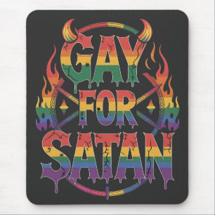 Mousepad Satã de granizo Arco-Íris Baphomet Diabo Goat LGBT