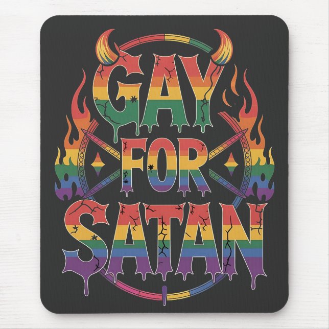 Mousepad Satã de granizo Arco-Íris Baphomet Diabo Goat LGBT (Frente)