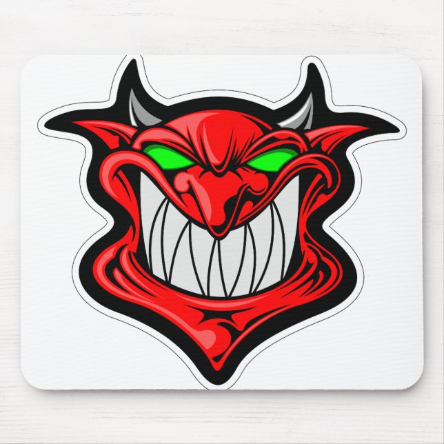 Mousepad Satã de rosto de um demônio de desenho animado (Frente)
