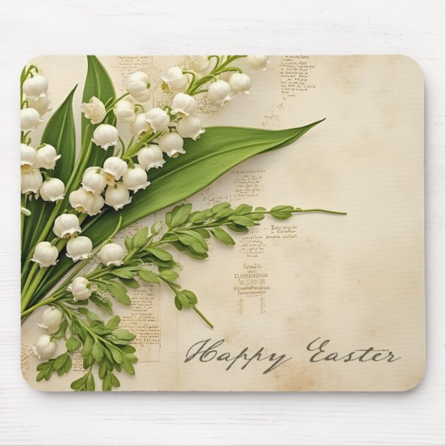 Mousepad Saudação de Páscoa Elegante Lírio do Vale (Frente)