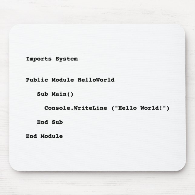 Mousepad Saudação Mundial do Visual Basic Hello (Frente)