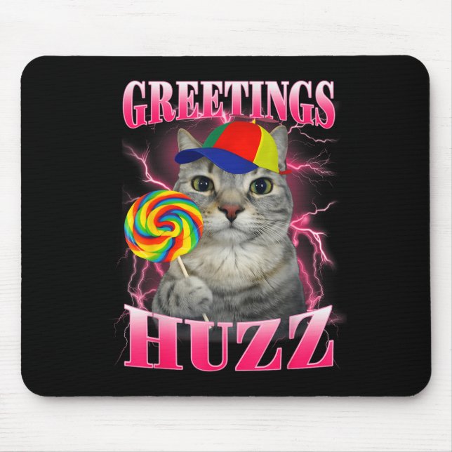 Mousepad Saudações de Meme de Gato Huzz Funny Lollipop (Frente)
