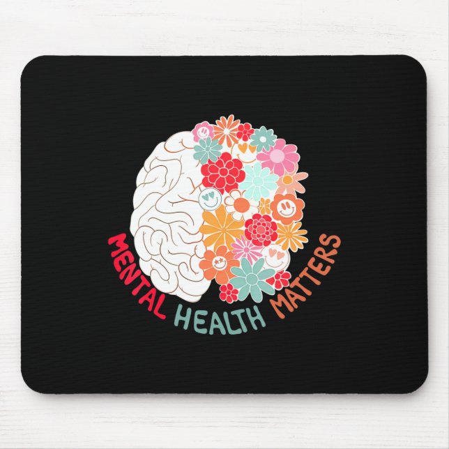 Mousepad Saúde Mental Flor Cérebro Sensibilização Para O Su (Frente)