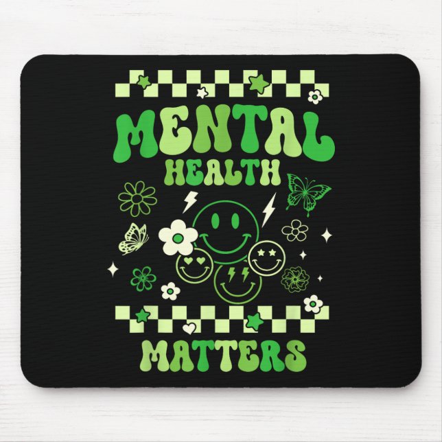 Mousepad Saúde Mental Sorria De Groovy Saúde Mental Awarene (Frente)