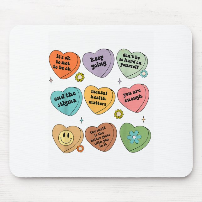 Mousepad Saúde Mental Você É Suficiente Conscientização sob (Frente)
