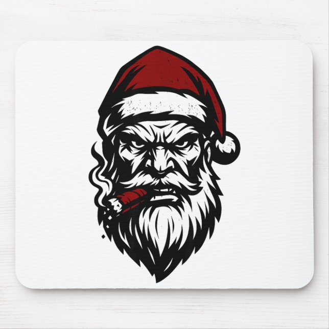 Mousepad Savage Santa Claus Smoking Cigar Christmas  (Frente)