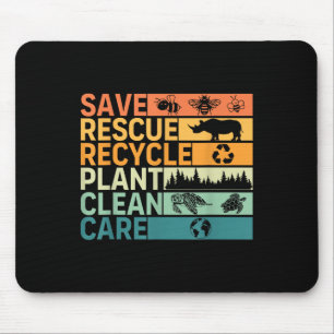 Mousepad Save Rescut Plant Clean Care Earth Day Ani