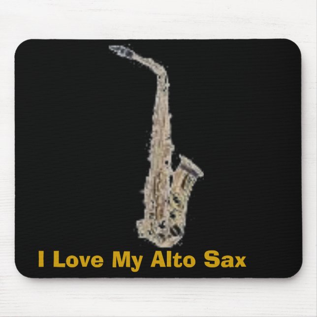 Mousepad saxofone, eu amo meu saxofone do alto (Frente)