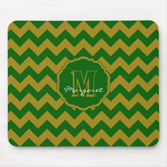 Mousepad SC Chevron Mouse Verde-Pad e Dourado (Frente)