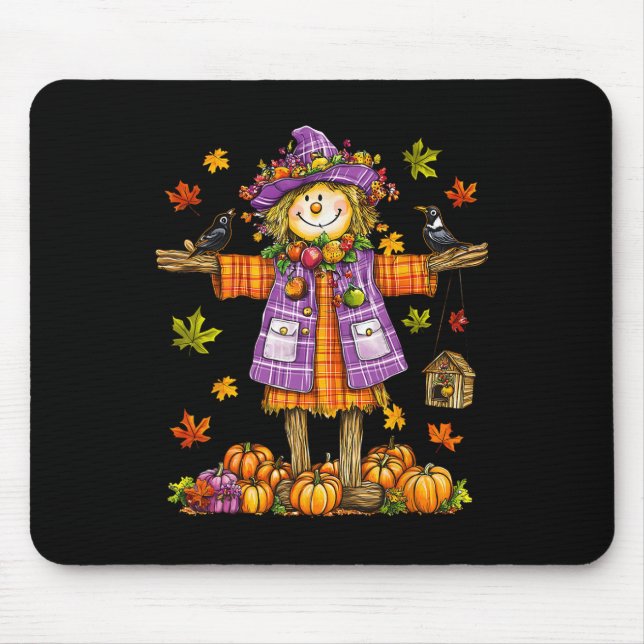 Mousepad Scarecrow Autumn Fall Season Pumpkin Ação de Graça (Frente)