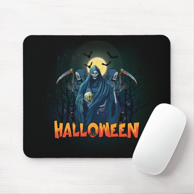 Mousepad Scary Skeleton Night Halloween, My Halloween Mood. (Com mouse)