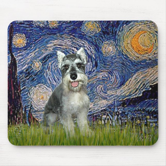 Mousepad Schnauzer 8cr - Starry Night (Frente)