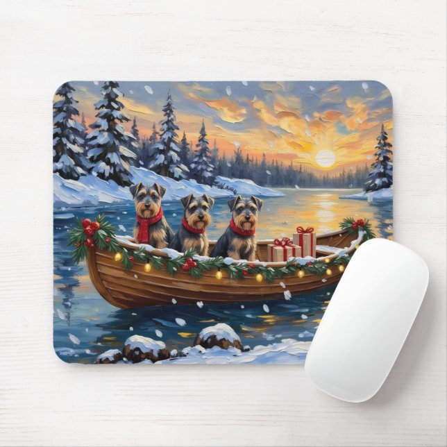 Mousepad Schnauzer Christmas Boat Holiday (Com mouse)
