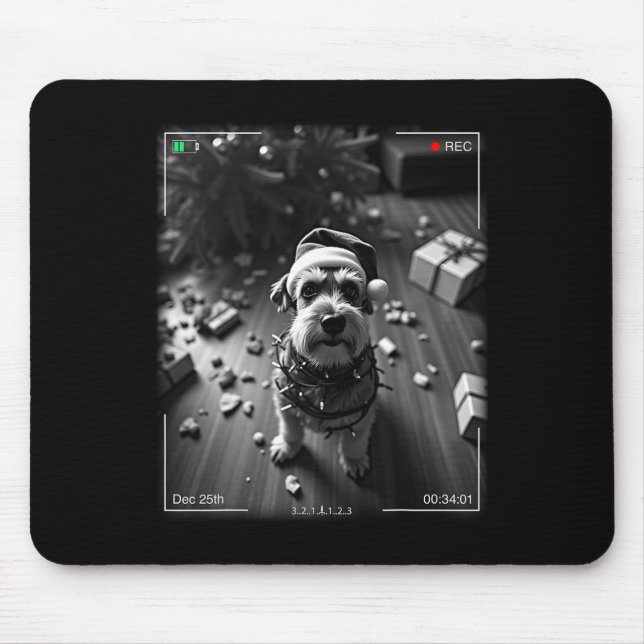 Mousepad Schnauzer de Natal Flagrado pela Câmera  (Frente)
