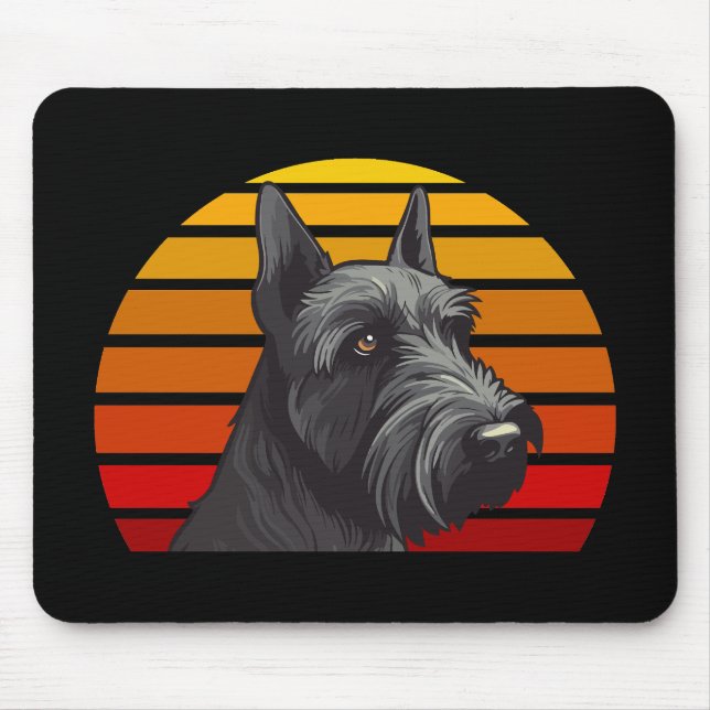 Mousepad Schnauzer do Pôr do Sol Retrô (Frente)