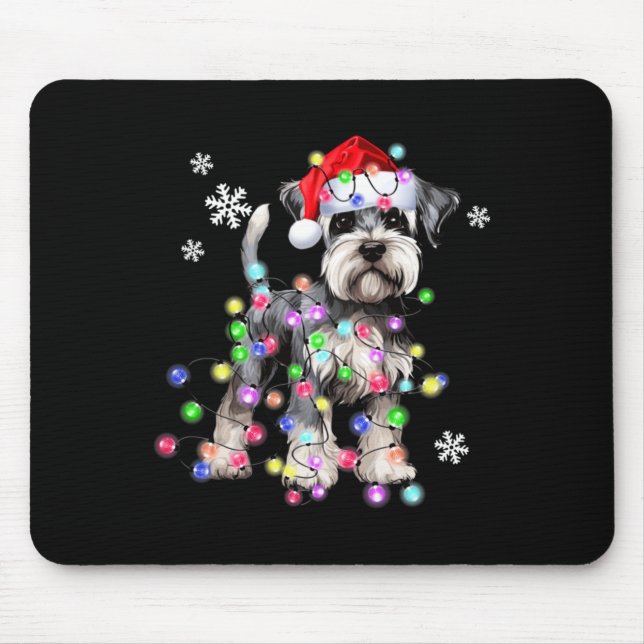 Mousepad Schnauzer Dog Reindeer Christmas Lights Ugly Xmas  (Frente)