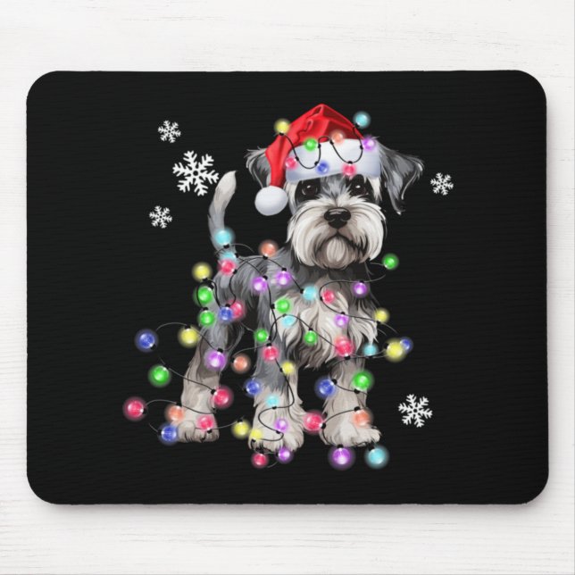 Mousepad Schnauzer Dog Reindeer Christmas Lights Ugly Xmas  (Frente)