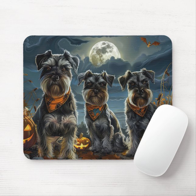 Mousepad Schnauzer Halloween Spooky (Com mouse)