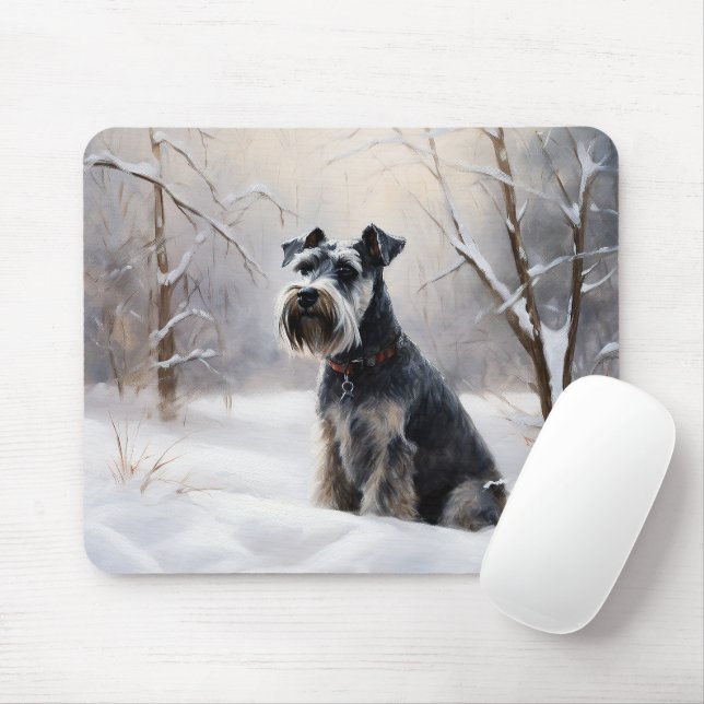 Mousepad Schnauzer Miniatura Deixe Nevar Natal (Com mouse)