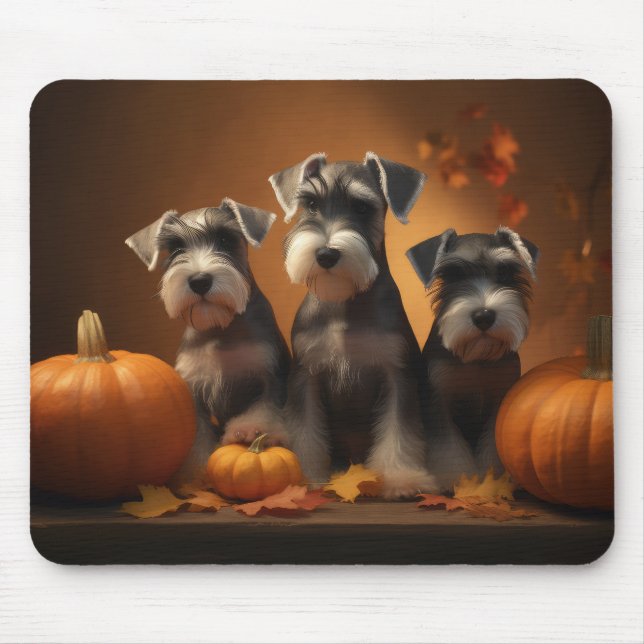 Mousepad Schnauzer Puppy Autumn Delight Pumpkin (Frente)