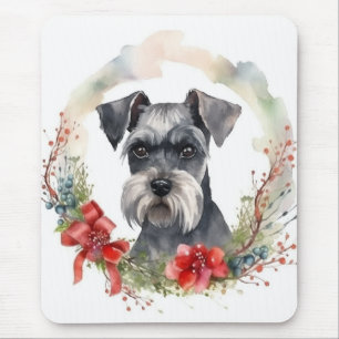Mousepad Schnauzer Wreath Festivo Pup