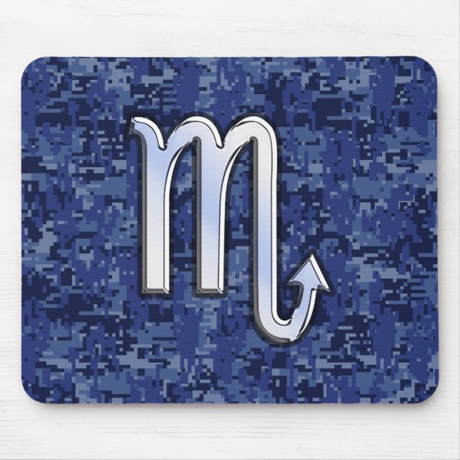 Mousepad Scorpio Zodiac - Símbolo Marinho Azul Camo (Frente)