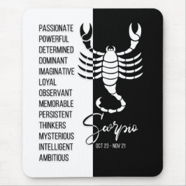 Mousepad Scorpio Zodiac - Sinal Mousepad, Preto e Branco