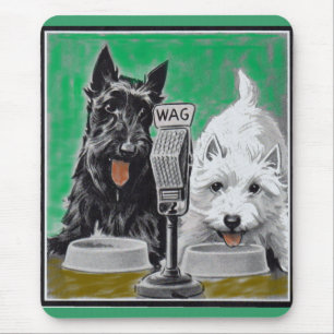 Mousepad Scottie dogs Blackie e Whitie na rádio