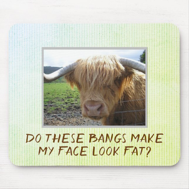Mousepad Scottish Highlands Steer Humor (Frente)